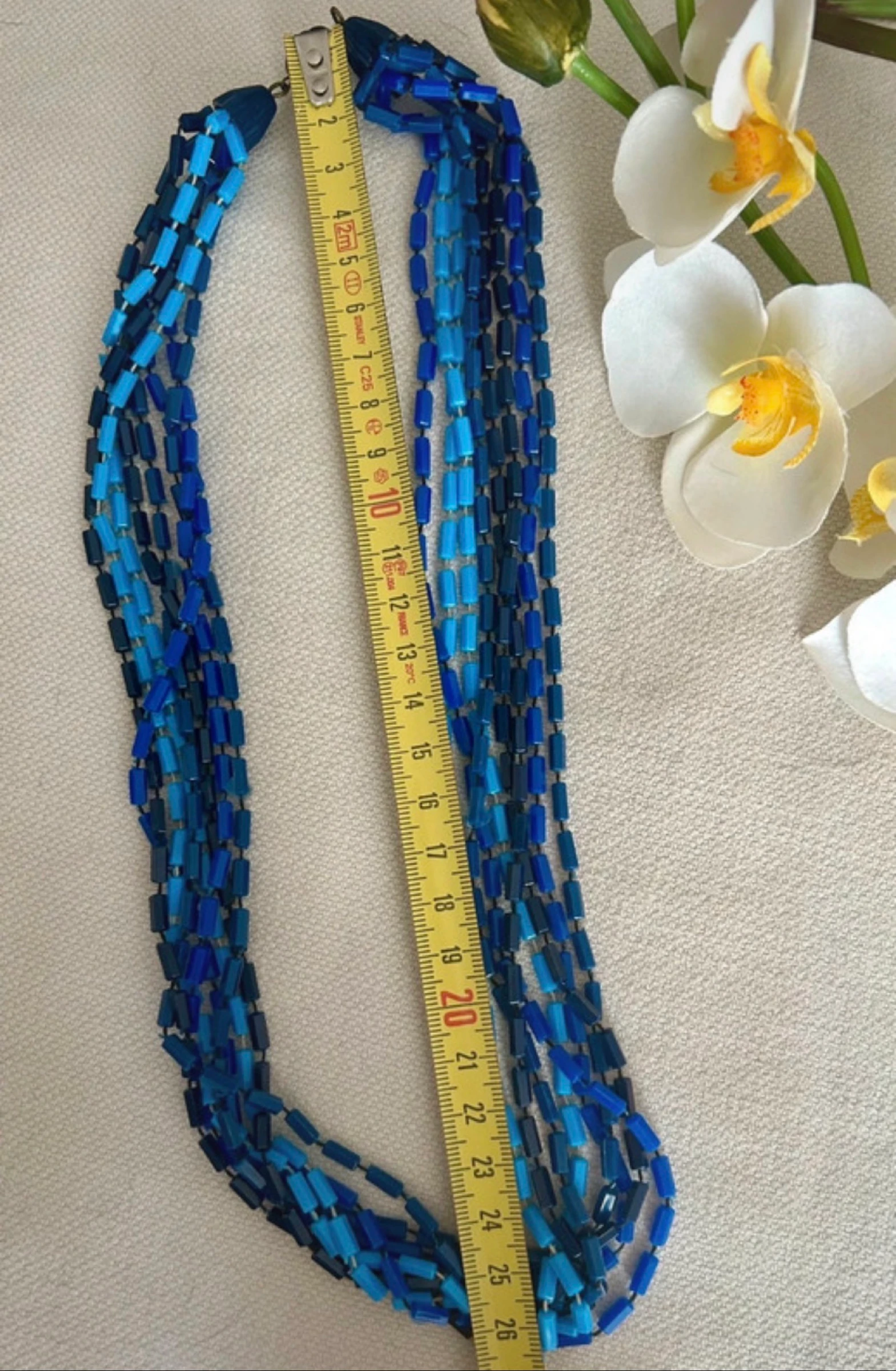 Vintage multi-row blue necklace · two positions – photo 5